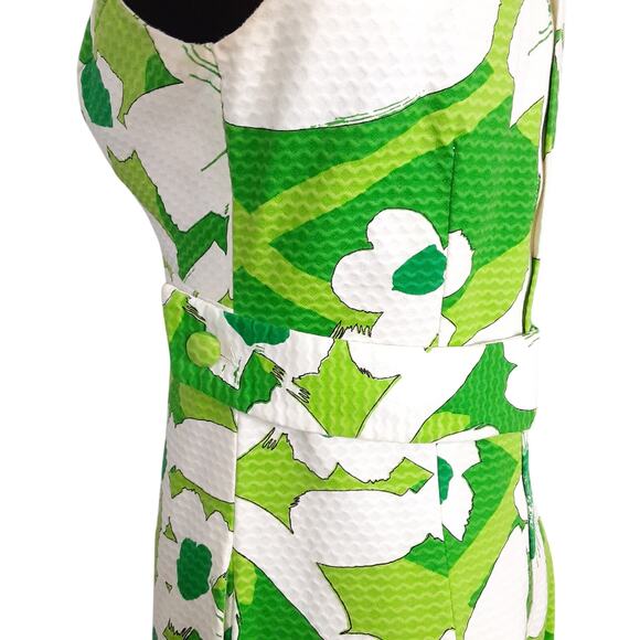 Vintage 1960s Kahala Hawaii Mod Floral Wide Leg Jumpsuit Lime Green Psychedelic - Picture 7 of 16